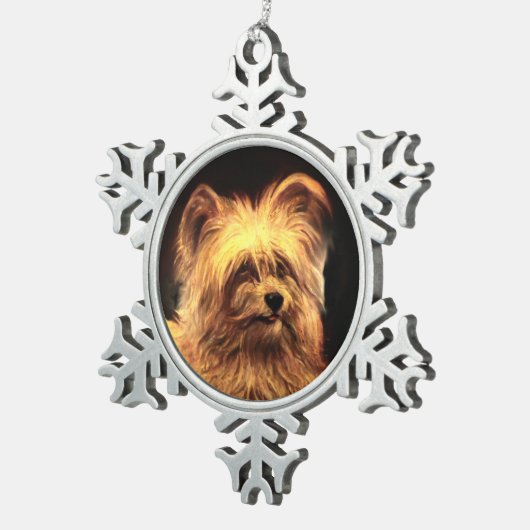 MINIATURE DOG PORTRAITS Skye Terrier Tin Sneeuwvlok Ornament (Rechts)