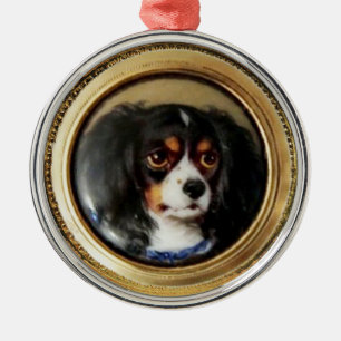 MINIATURE DOG PORTRAITS Tricolor Spaniel Metalen Ornament