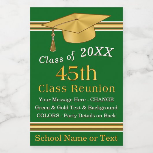 Miniature Étiquette bouteille de vin, vert et or (Étiquettes simples)