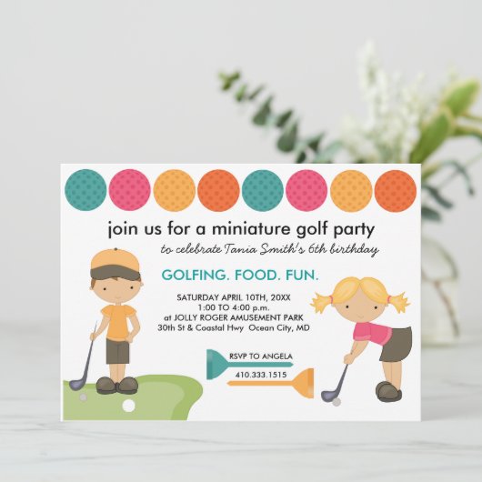 Miniature Golf Anniversaire fêtes Invitations pour (Debout devant)