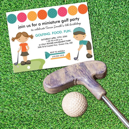 Miniature Golf Anniversaire fêtes Invitations pour