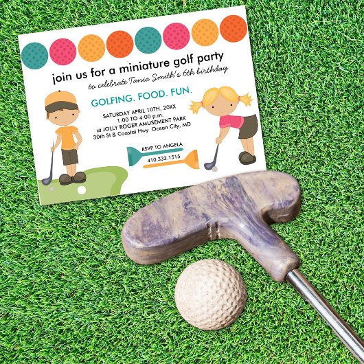 Miniature Golf Anniversaire fêtes Invitations pour