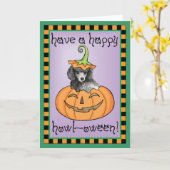 Miniature Halloween Poodle Kaart (Gele Bloem)