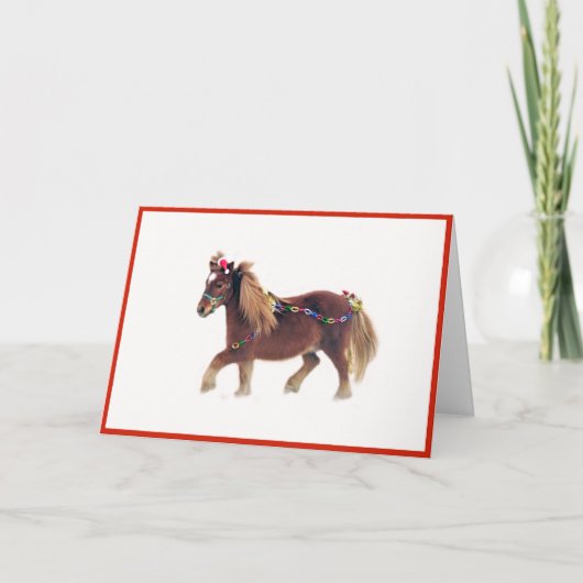 Miniature Horse Joyeuse Carte de Noël (Devant)