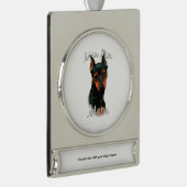 Miniature Pinscher (blk) Mam 2 Verzilverd Banner Ornament (Rechts)