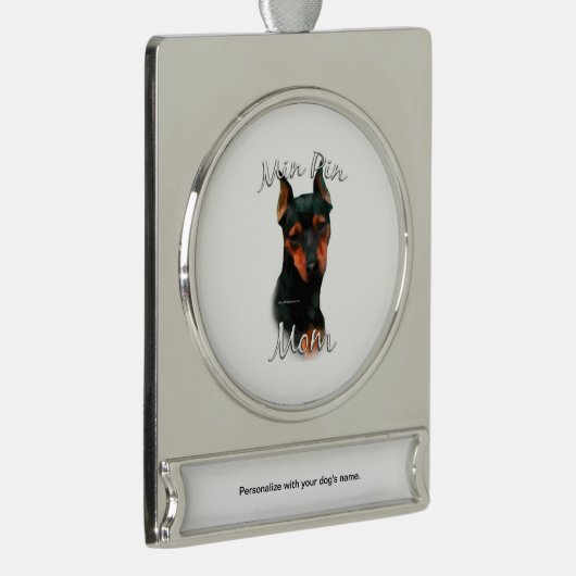 Miniature Pinscher (blk) Mam 2 Verzilverd Banner Ornament (Rechts)
