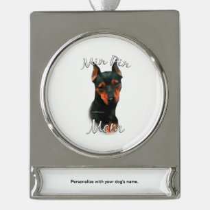 Miniature Pinscher (blk) Mam 2 Verzilverd Banner Ornament