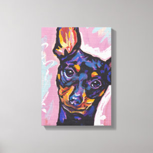 Miniature Pinscher Bright Colorful Pop Dog Art Canvas Afdruk