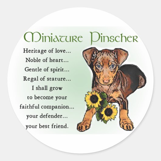 Miniature Pinscher Gifts Ronde Sticker (Voorkant)