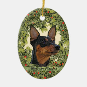 Miniature Pinscher Wreath Keramisch Ornament