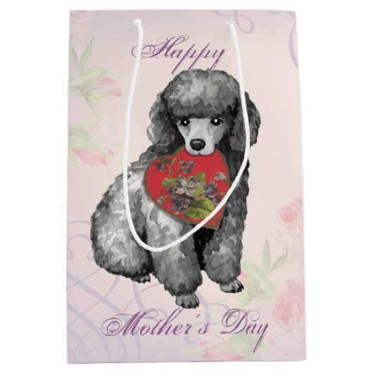 Miniature Poodle Heart Mam Medium Cadeauzakje (Voorkant)