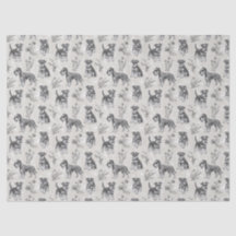 Miniature Schnauzer Antieke Sepia Toile de Jouy