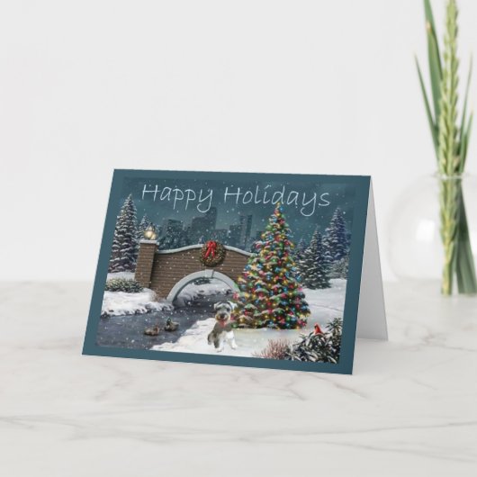 Miniature Schnauzer Carte de Noël Soirée (Devant)