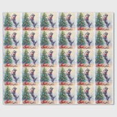 Miniature Schnauzer Decorating Christmas Tree Dog Cadeaupapier (Vlak)