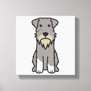 Miniature Schnauzer Dog Cartoon Canvas Afdruk