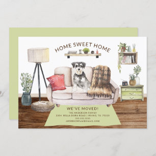 Miniature Schnauzer Dog Moving Announcement Kaart