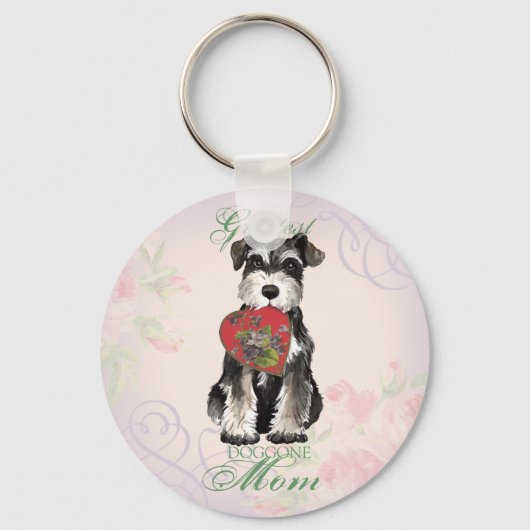Miniature Schnauzer Heart Mam Sleutelhanger (Voorkant)