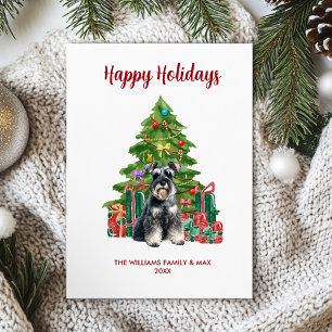 Miniature Schnauzer-hondenfamilie Kerstmis Feestdagenkaart