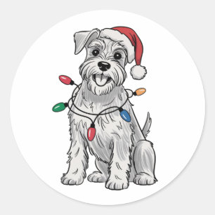 Miniature Schnauzer Kerstmis Xmas Hond Liefhebber Ronde Sticker