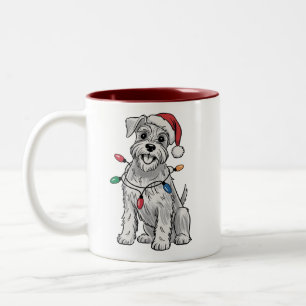 Miniature Schnauzer Kerstmis Xmas Hond Liefhebber  Tweekleurige Koffiemok