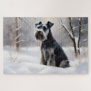 Miniature Schnauzer Laat het Sneeuwen Kerstmis Legpuzzel