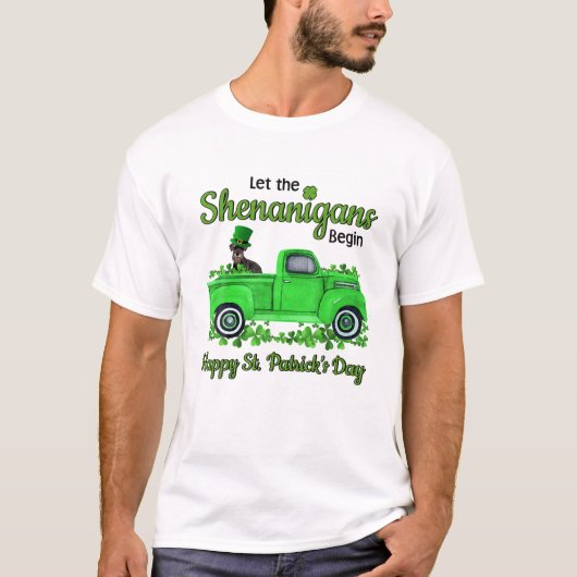 Miniature Schnauzer Let The Shenanigans Begin St P T-shirt (Voorkant)