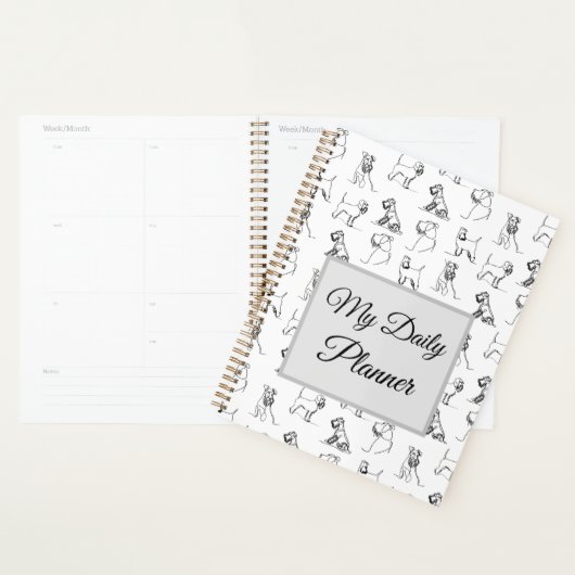 Miniature Schnauzer Line Art Motif 001 Blanc (Devant avec enveloppe)