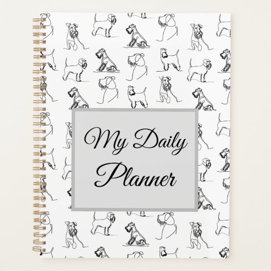 Miniature Schnauzer Line Art Motif 001 Blanc (Devant)