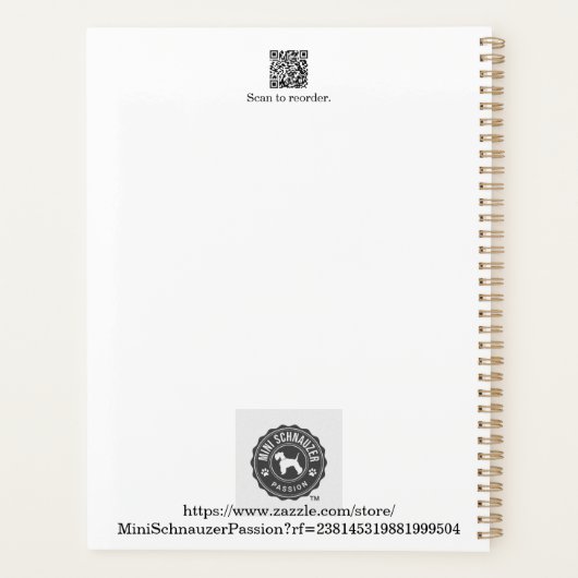 Miniature Schnauzer Line Art Motif 001 Blanc (Dos)