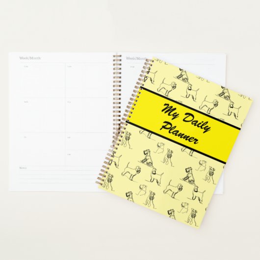 Miniature Schnauzer Line Art Motif 001 Jaune (Devant avec enveloppe)