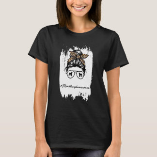 Miniature Schnauzer Mam Messy Bun Leopard T-shirt