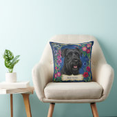 Miniature Schnauzer noir sur coussin bleu (Chaise)