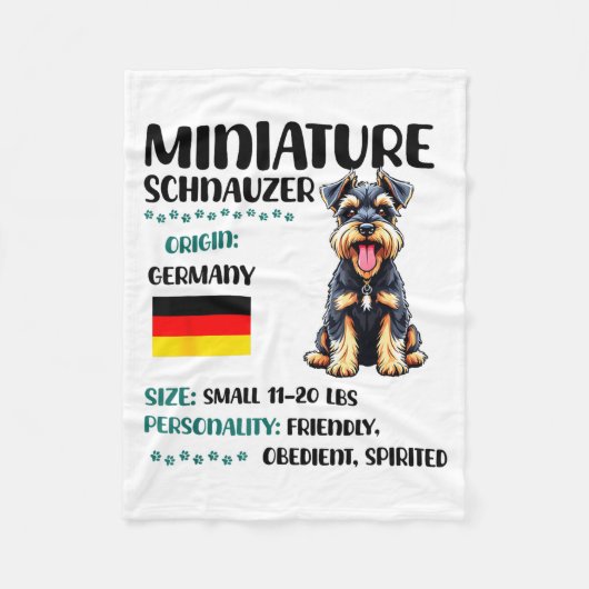 Miniature Schnauzer Origin Funny Mini Schnauzer Lo Fleece Deken (Voorkant)