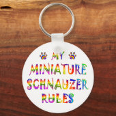 Miniature Schnauzer Rules Fun Sleutelhanger (Voorkant)