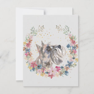 Miniature Schnauzer Spring Flowers Monogram Notitiekaartje