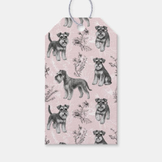 Miniature Schnauzer Vintage Roze Toile de Jouy Cadeaulabel