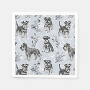 Miniature Schnauzer Vintage Toile de Jouy Servet