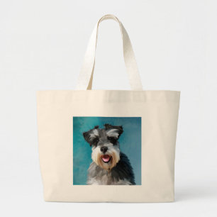 Miniature Schnauzer Waterverf Kunstschilderij Grote Tote Bag
