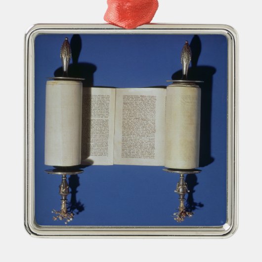 Miniature Torah Scroll, 1765 Metalen Ornament (Voorkant)