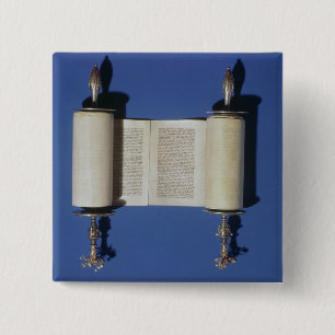 Miniature Torah Scroll, 1765 Vierkante Button 5,1 Cm