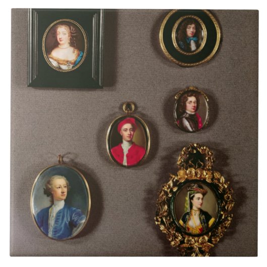 Miniaturen van LtoR, TtoB: Frances Teresa Stuart, Tegeltje (Voorkant)