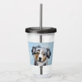Miniatuur American Shepherd Painting - Dog Art Acryl Drinkbeker (Voorkant)
