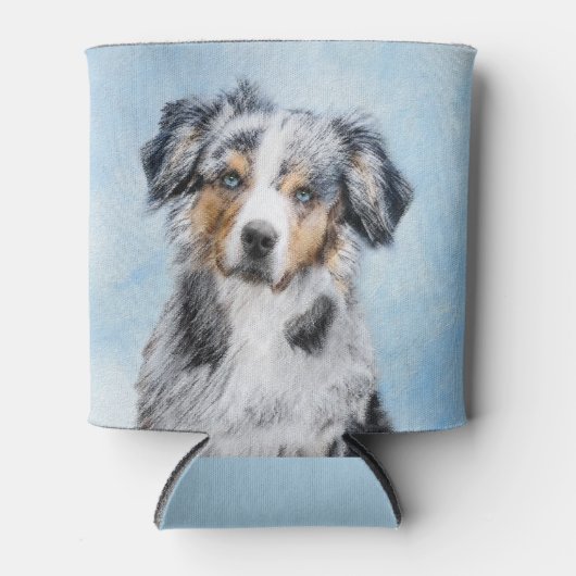 Miniatuur American Shepherd Painting - Dog Art Blikjeskoeler (Voorkant)