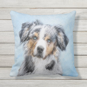 Miniatuur American Shepherd Painting - Dog Art Buitenkussen