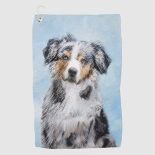 Miniatuur American Shepherd Painting - Dog Art Golfhanddoek