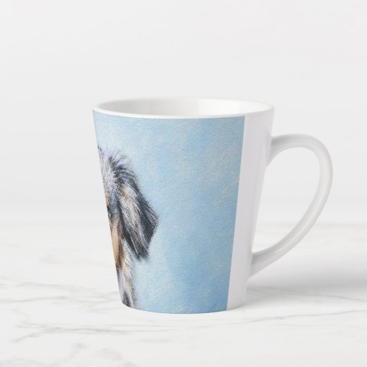 Miniatuur American Shepherd Painting - Dog Art Latte Mok (Rechts)