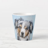 Miniatuur American Shepherd Painting - Dog Art Latte Mok (Voorkant)