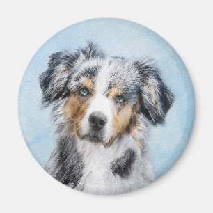 Miniatuur American Shepherd Painting - Dog Art Magneet