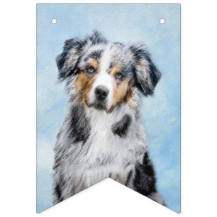 Miniatuur American Shepherd Painting - Dog Art Vlaggetjes