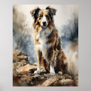 Miniatuur Amerikaans Herder Hond Art Print Poster